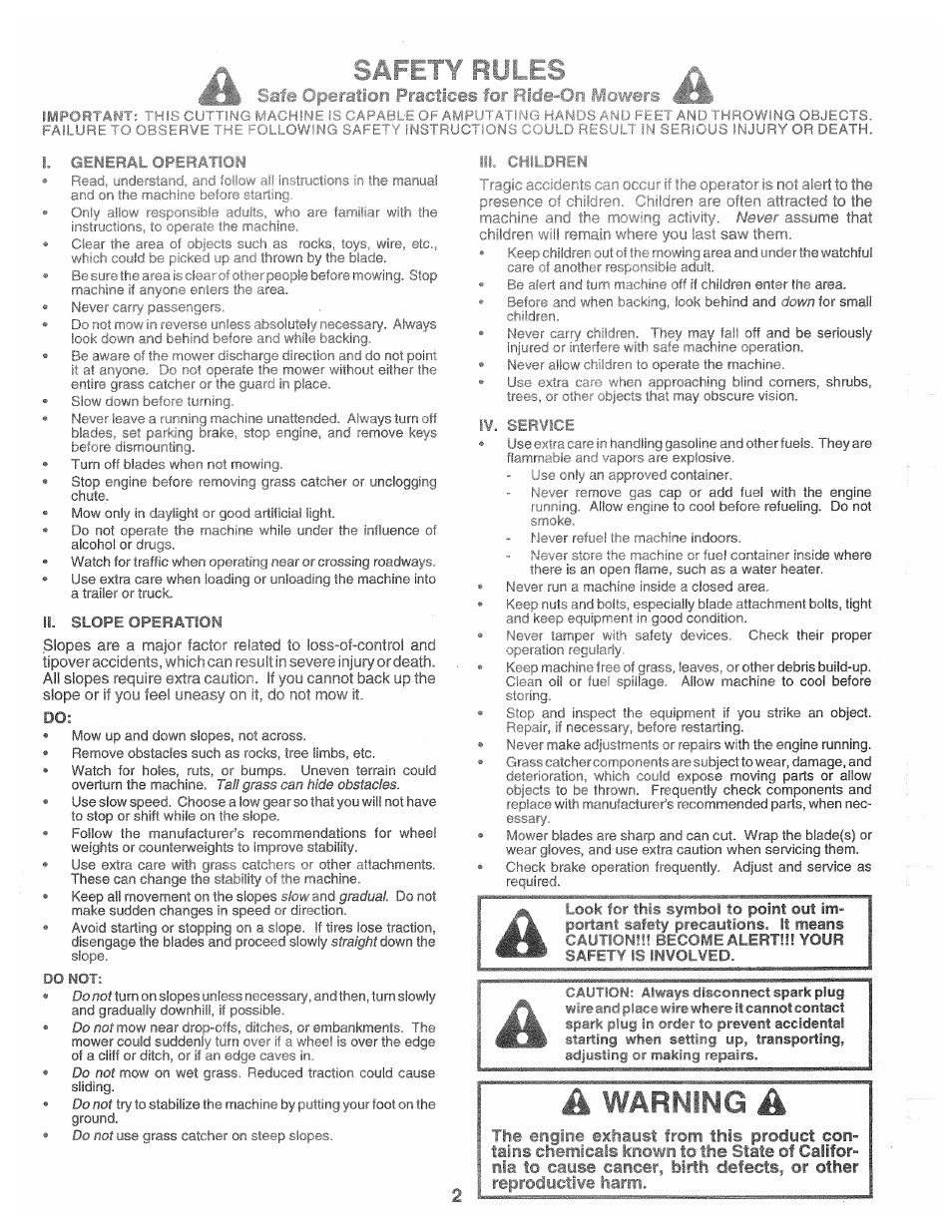 Safety rules, 8 of califor, I n; tn v iíaa ctfipt-i tíhh ¥®í«ícts, or other | Poulan 160462 User Manual | Page 2 / 50