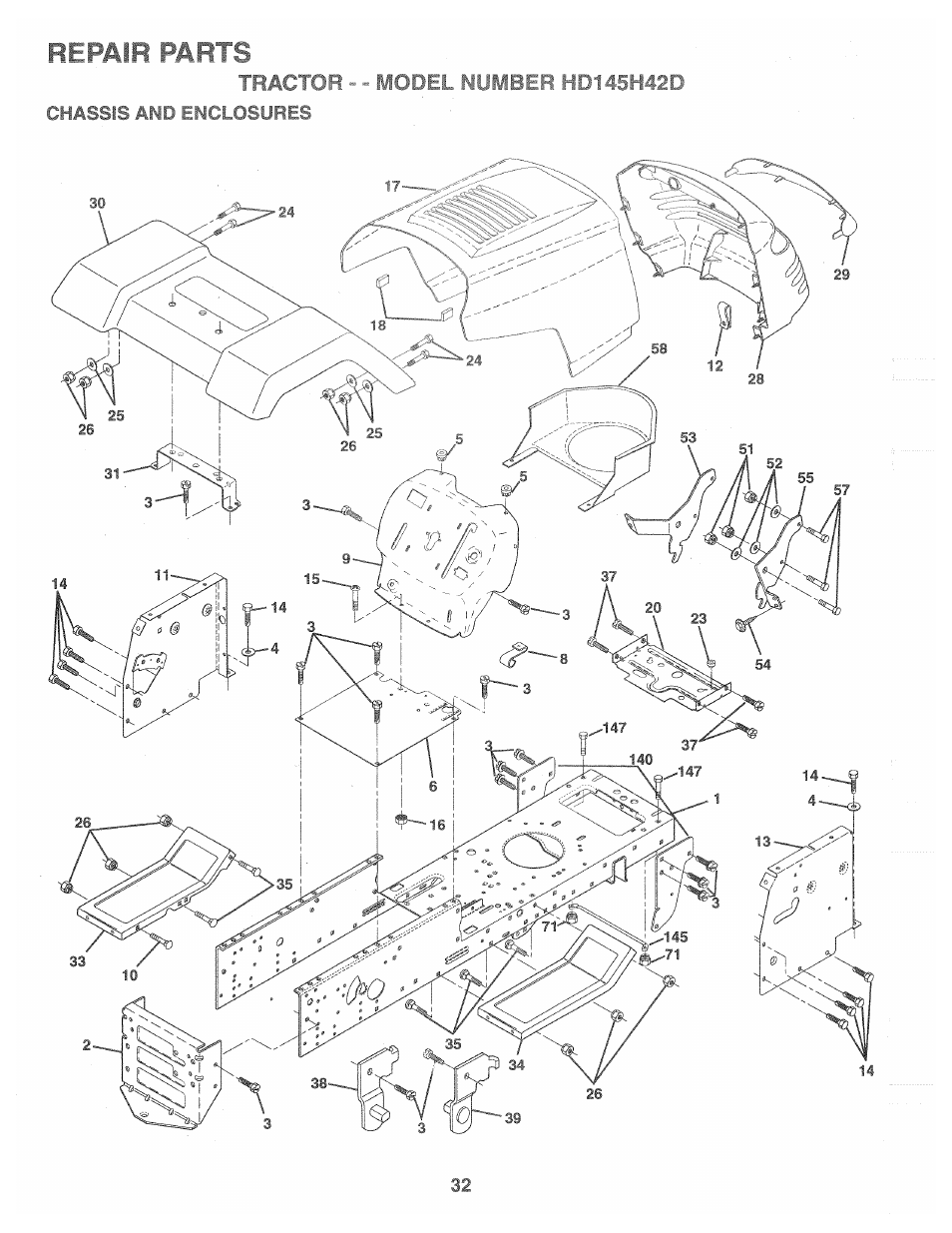 Repair parts | Poulan 160462 User Manual | Page 32 / 50