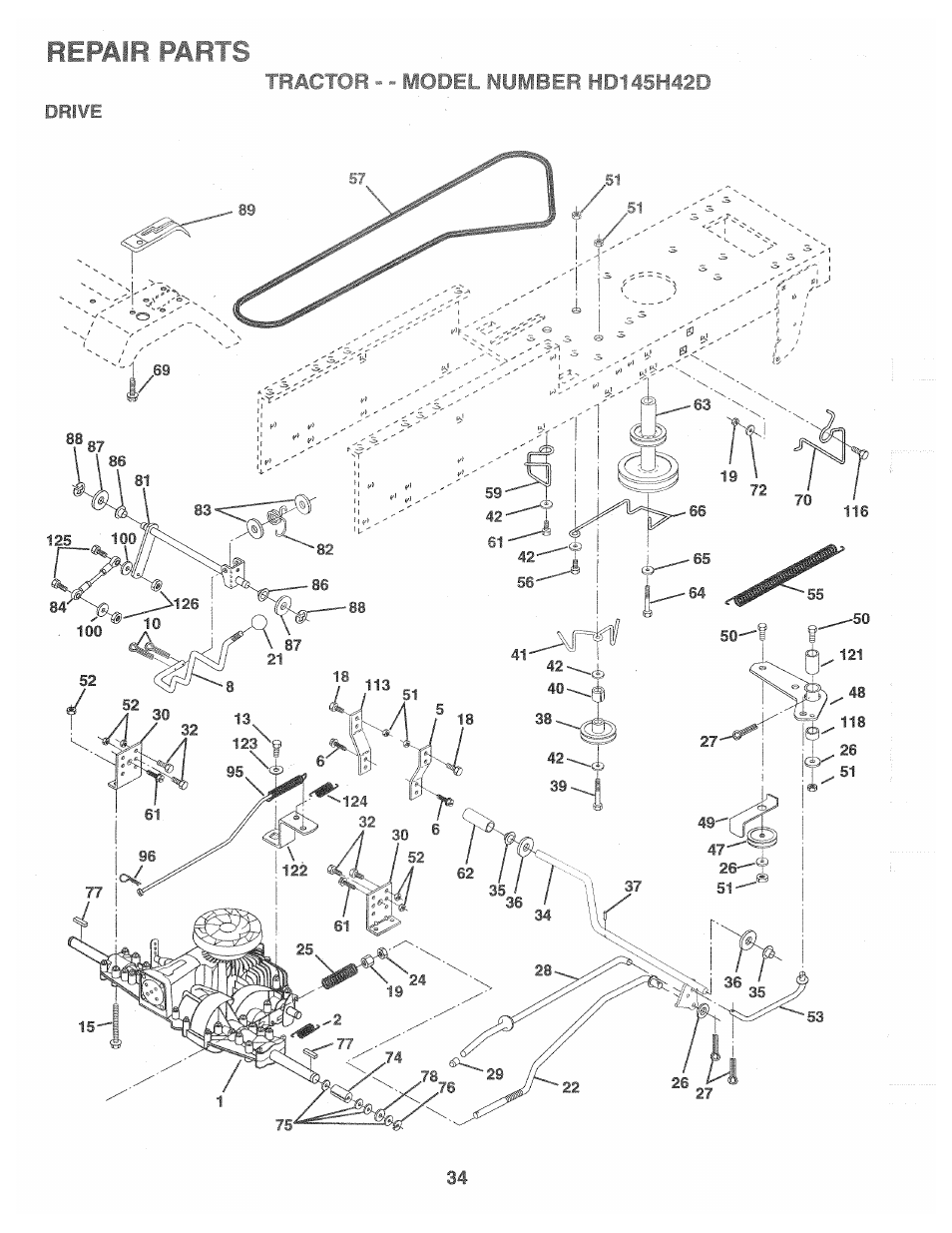 Repair parts | Poulan 160462 User Manual | Page 34 / 50