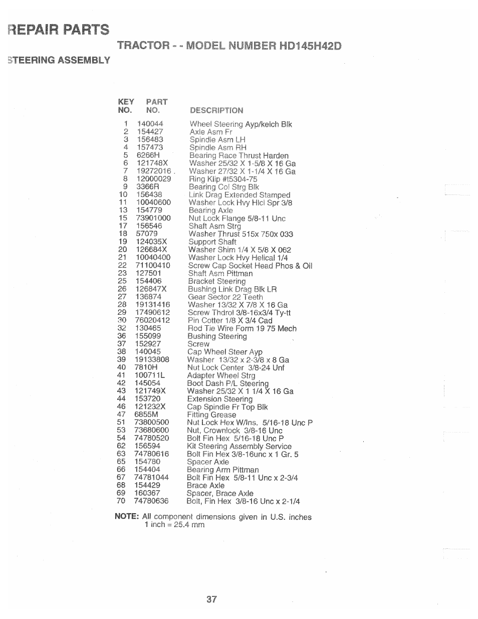 Teering assembly, R model nu/tt^y, .0 d, Lepair p,#rts | Poulan 160462 User Manual | Page 37 / 50
