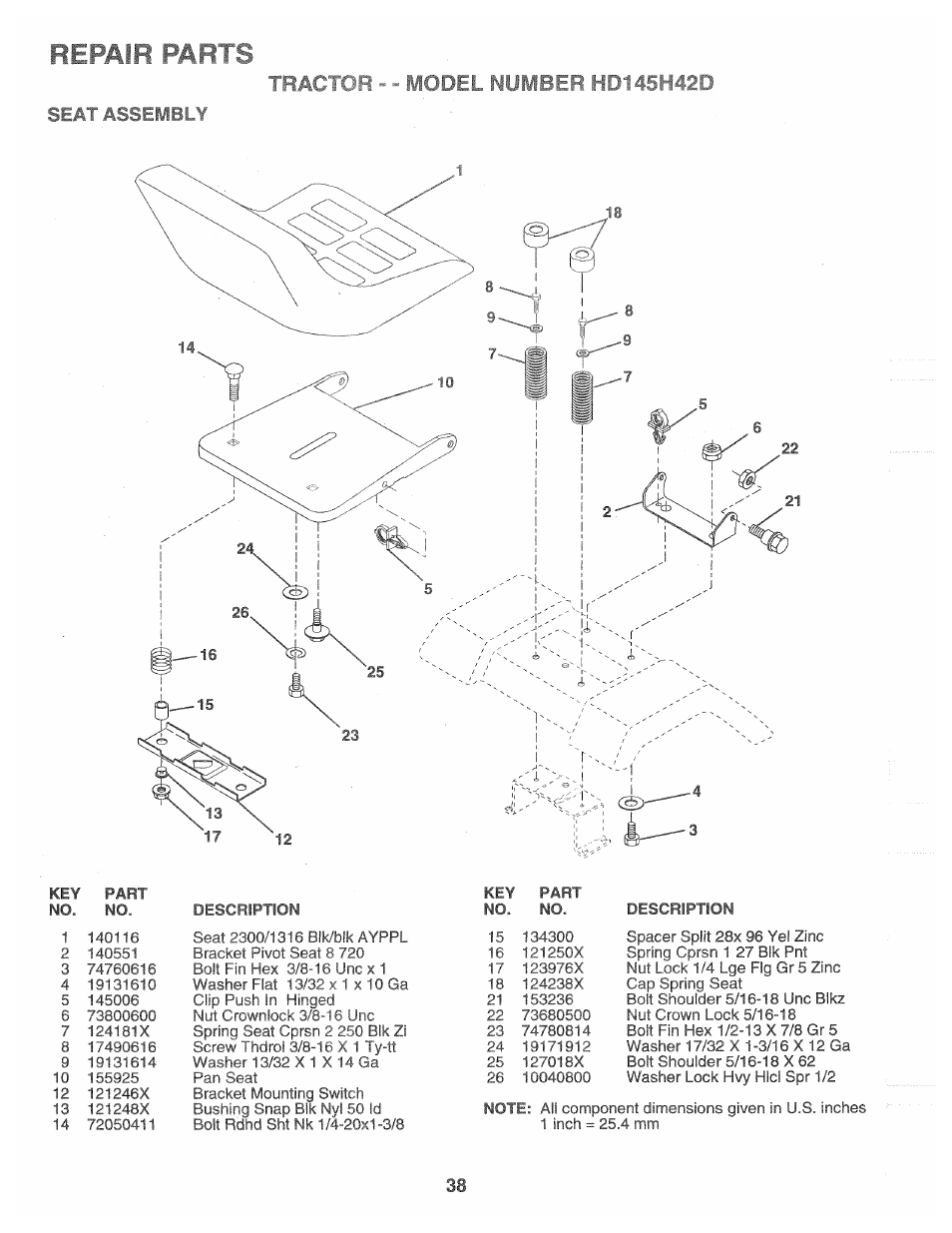 Seat assembly, Model nuw;pll | Poulan 160462 User Manual | Page 38 / 50