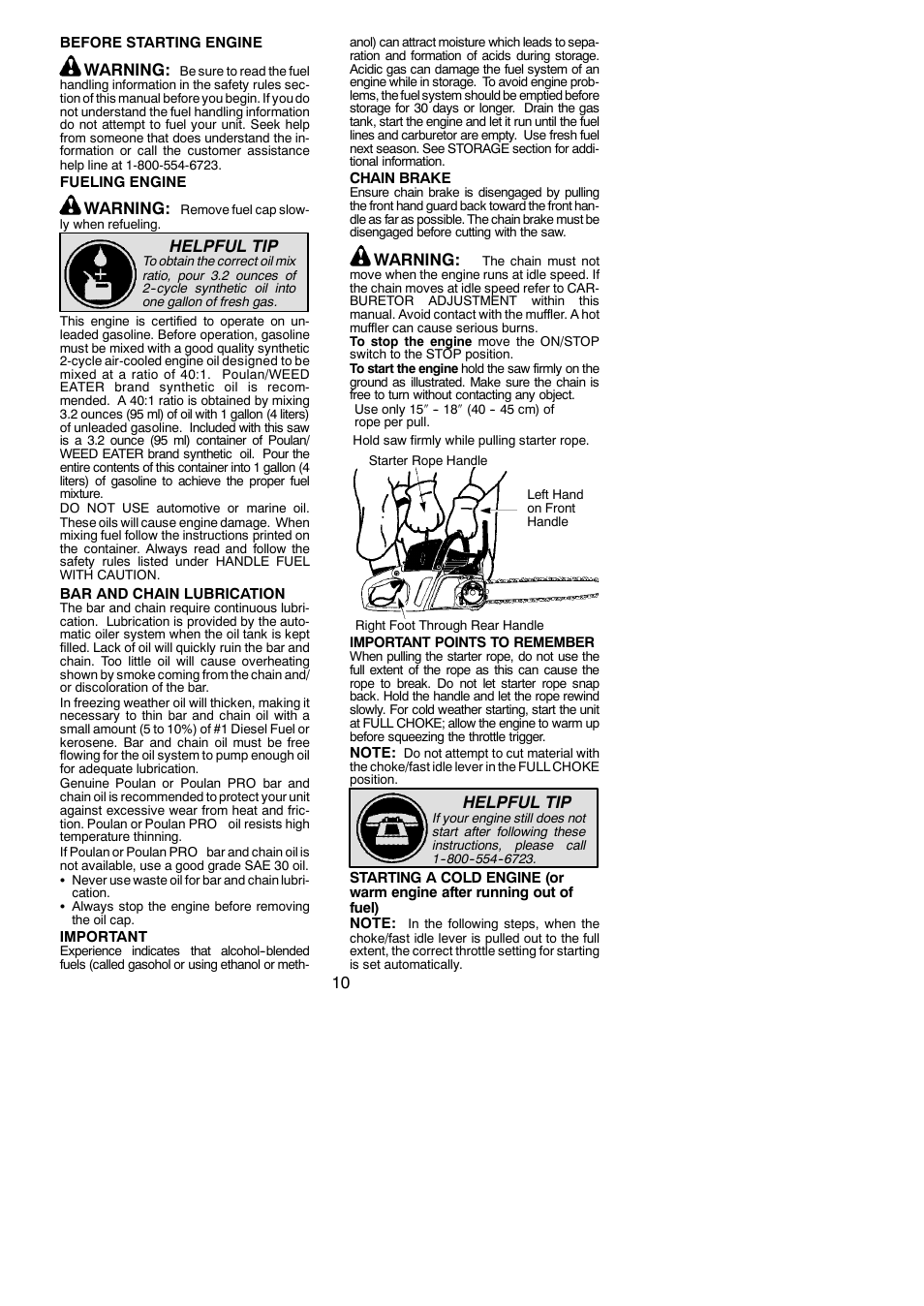 Warning, Helpful tip | Poulan PP3516AVX User Manual | Page 10 / 20