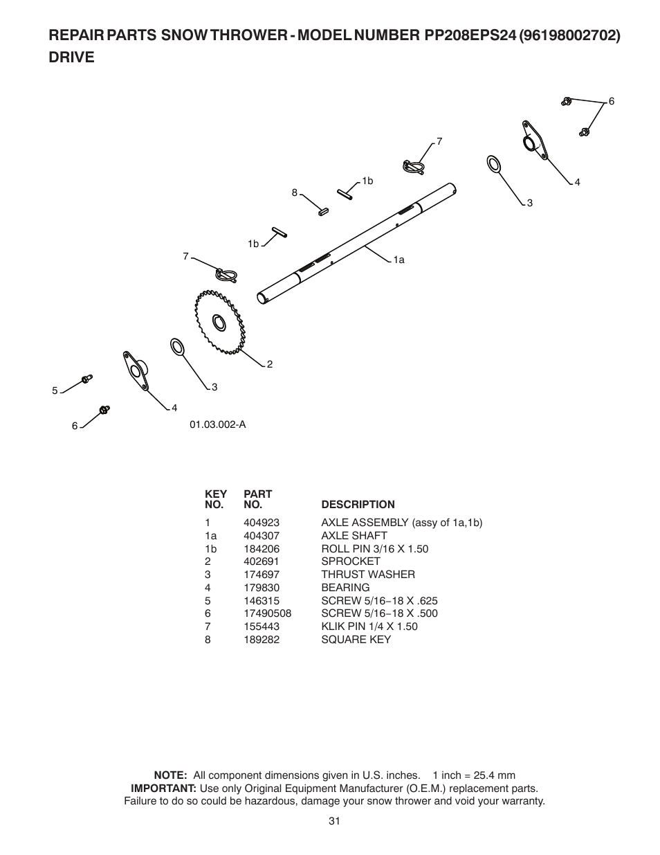 Drive | Poulan 435999 User Manual | Page 31 / 40