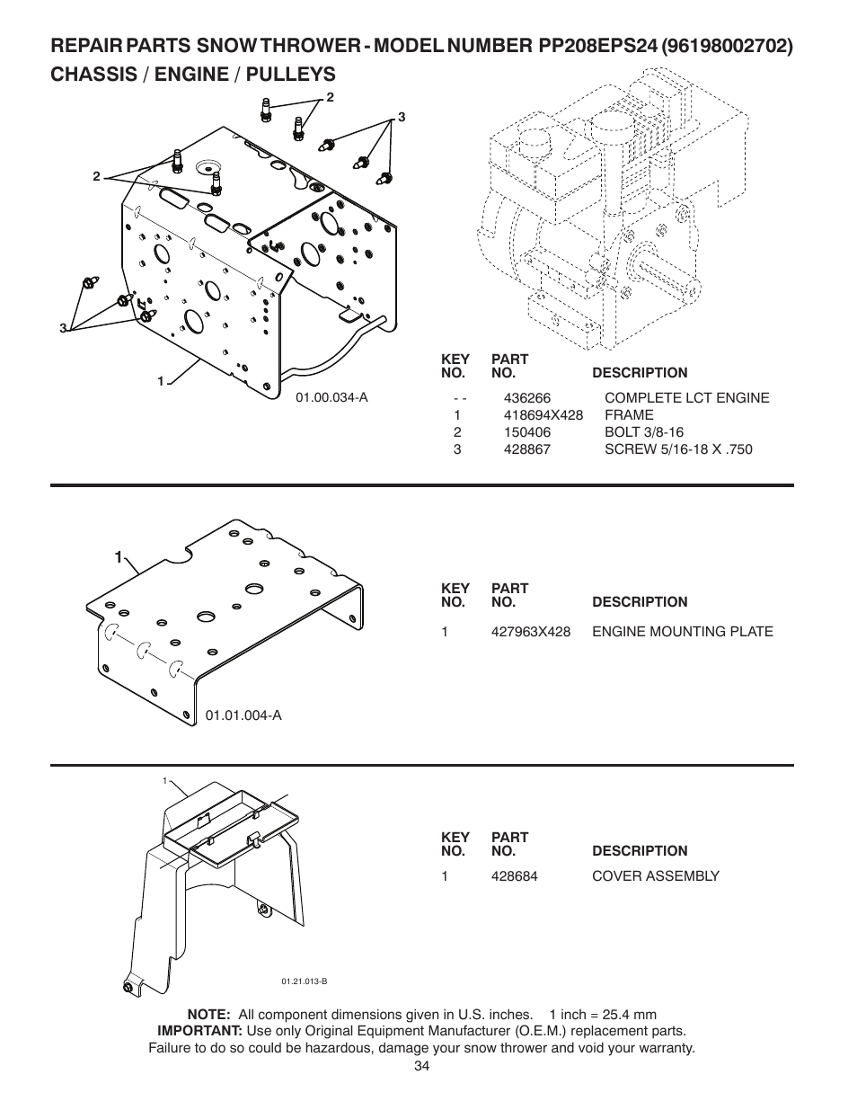 Chassis / engine / pulleys | Poulan 435999 User Manual | Page 34 / 40