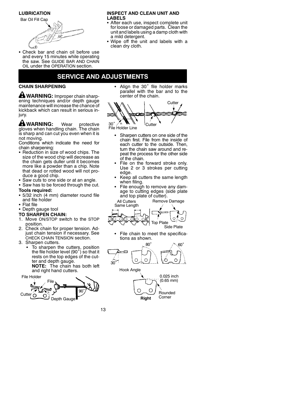Service and adjustments | Poulan 115259826 User Manual | Page 13 / 17