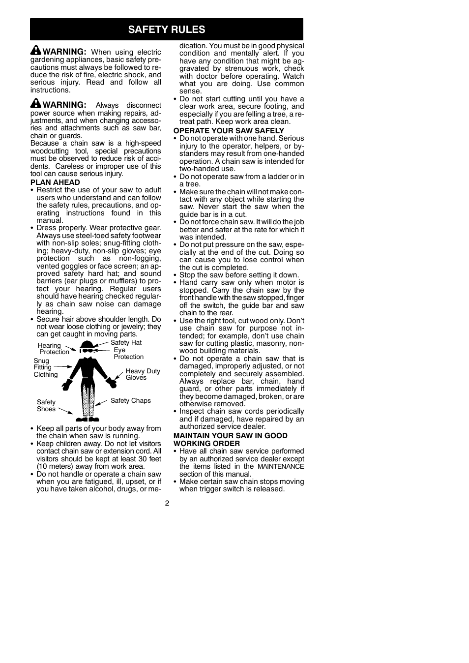 Safety rules | Poulan 115259826 User Manual | Page 2 / 17