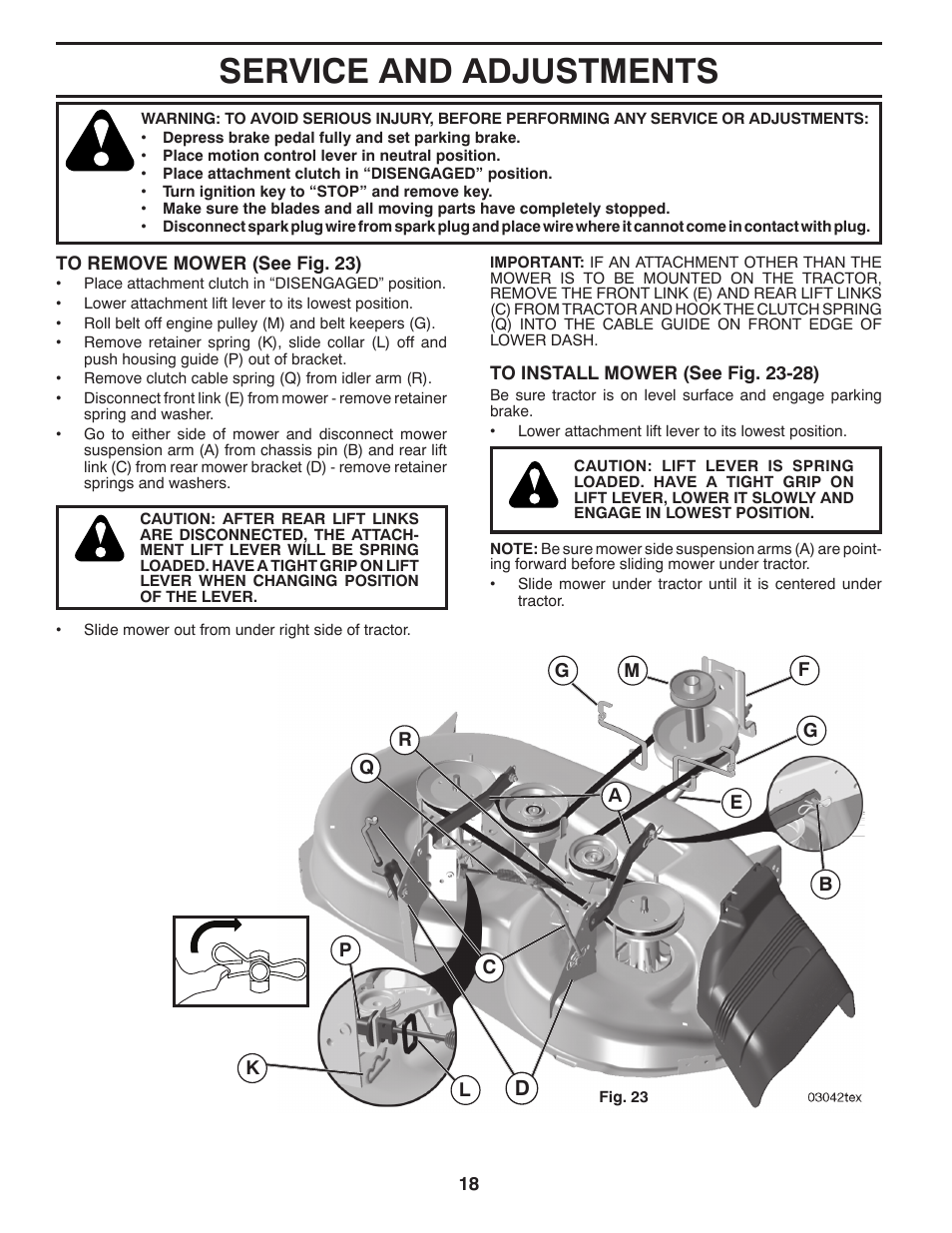 Service and adjustments | Poulan XT195H42LT User Manual | Page 18 / 28