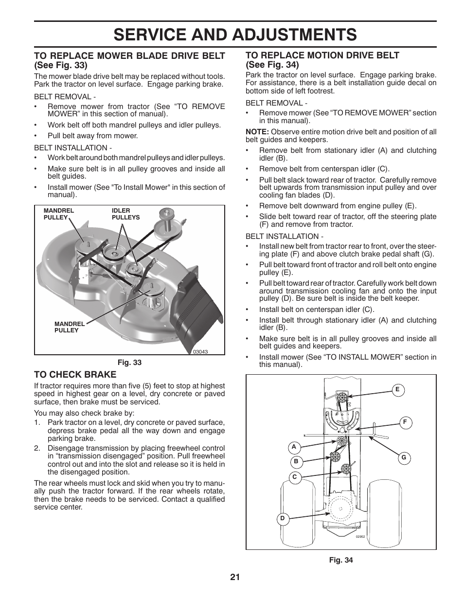 Service and adjustments | Poulan XT195H42LT User Manual | Page 21 / 28