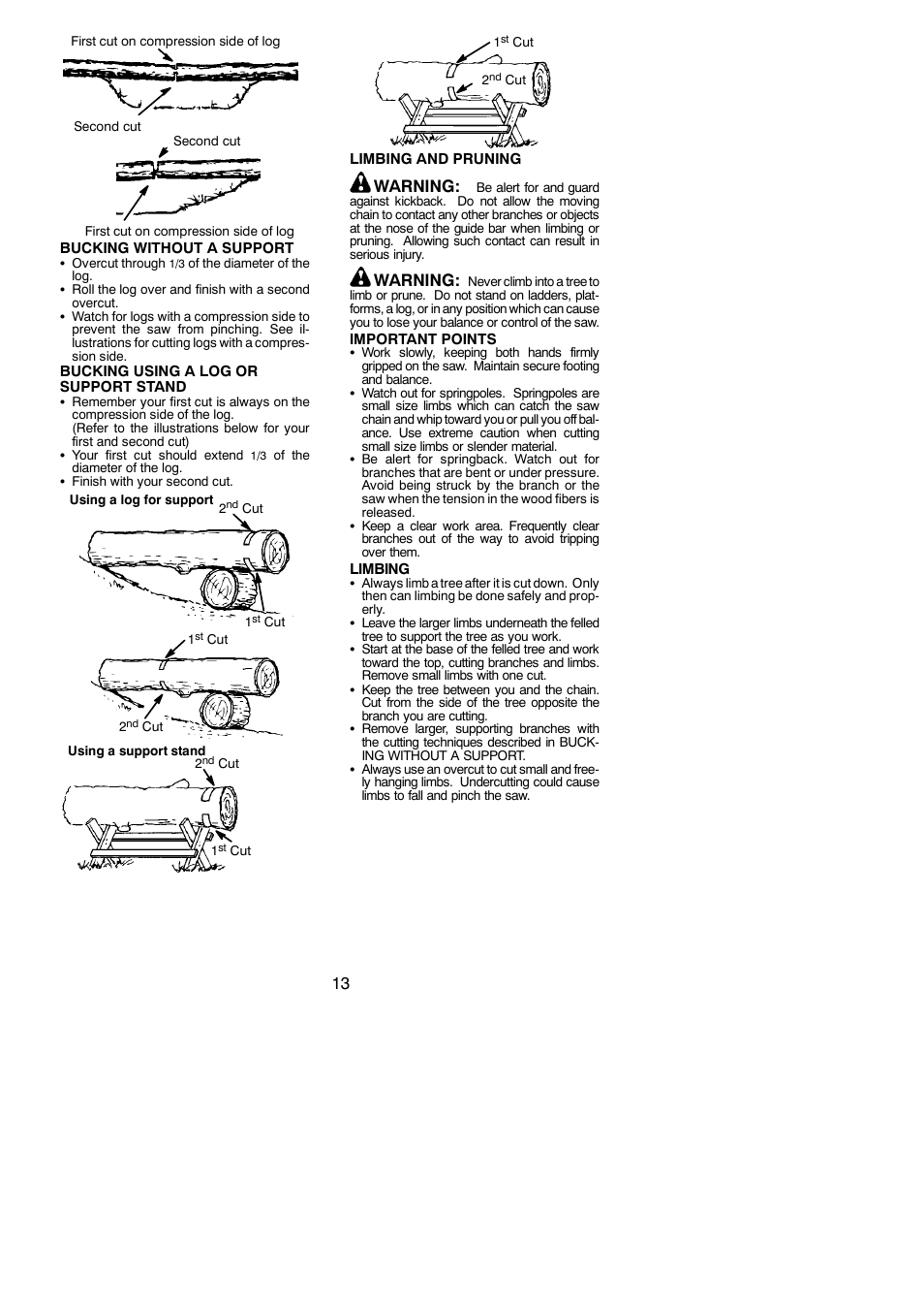 Warning | Poulan Pro PP3816AV User Manual | Page 13 / 20