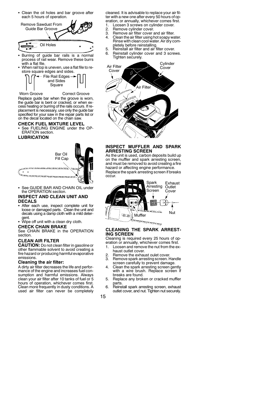 Poulan Pro PP3816AV User Manual | Page 15 / 20