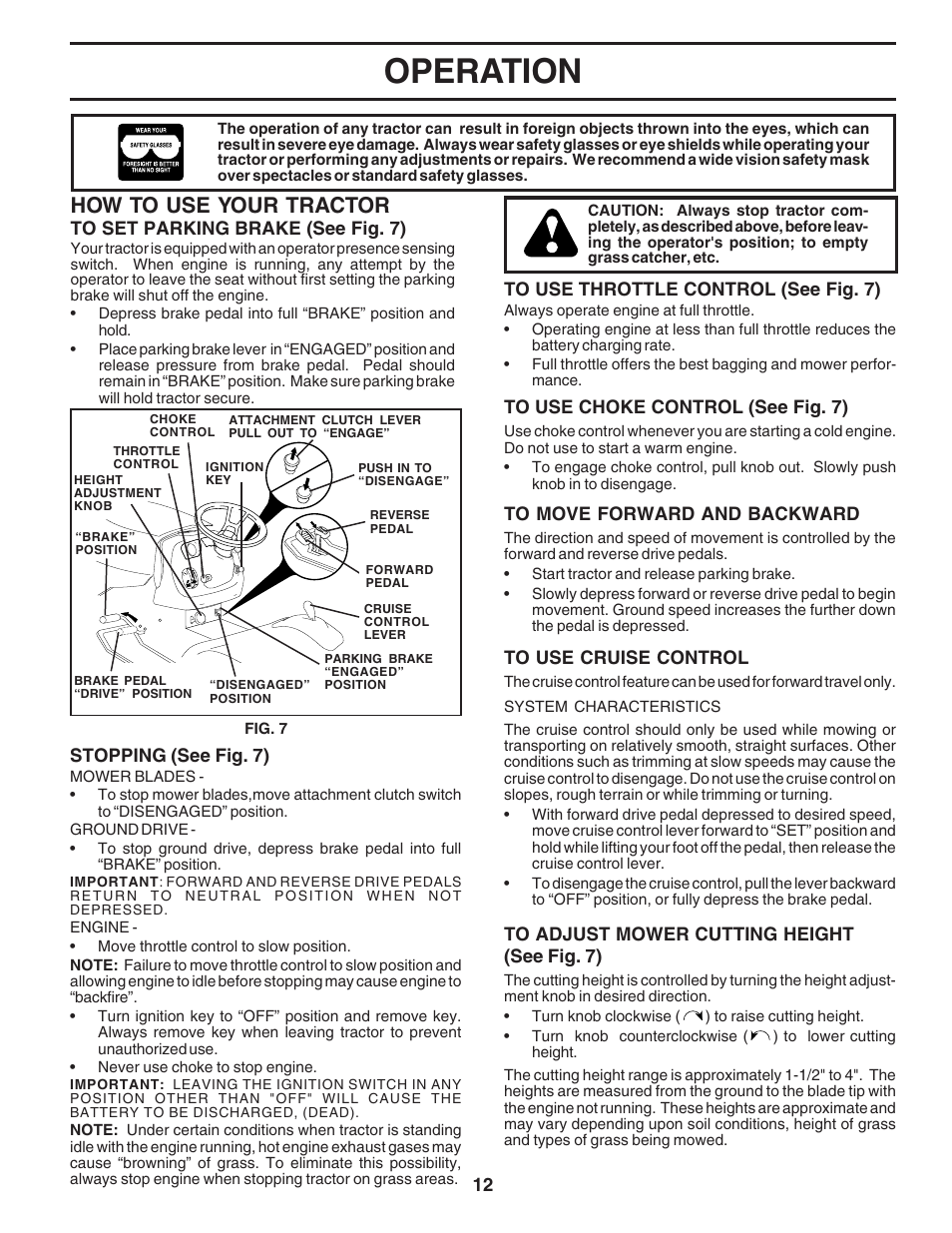 Operation, How to use your tractor | Poulan 183284 User Manual | Page 12 / 48