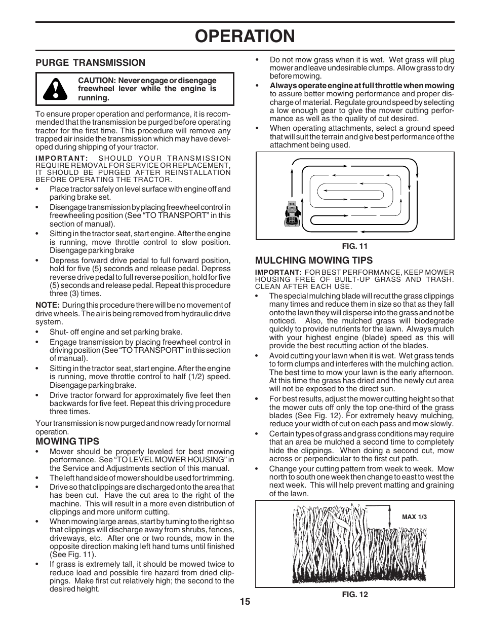 Operation | Poulan 183284 User Manual | Page 15 / 48