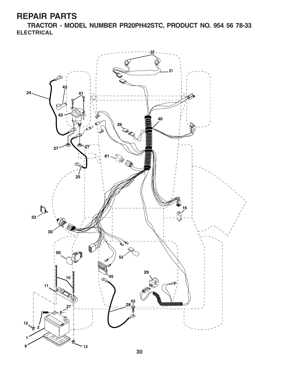 Repair parts, Electrical | Poulan 183284 User Manual | Page 30 / 48