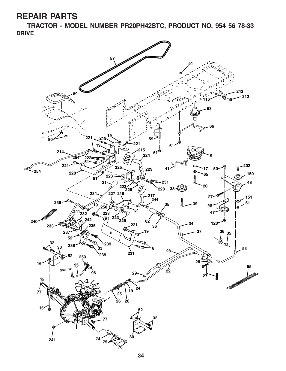 Repair parts, Drive | Poulan 183284 User Manual | Page 34 / 48