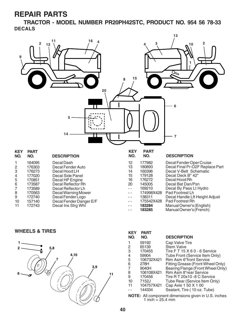 Repair parts | Poulan 183284 User Manual | Page 40 / 48