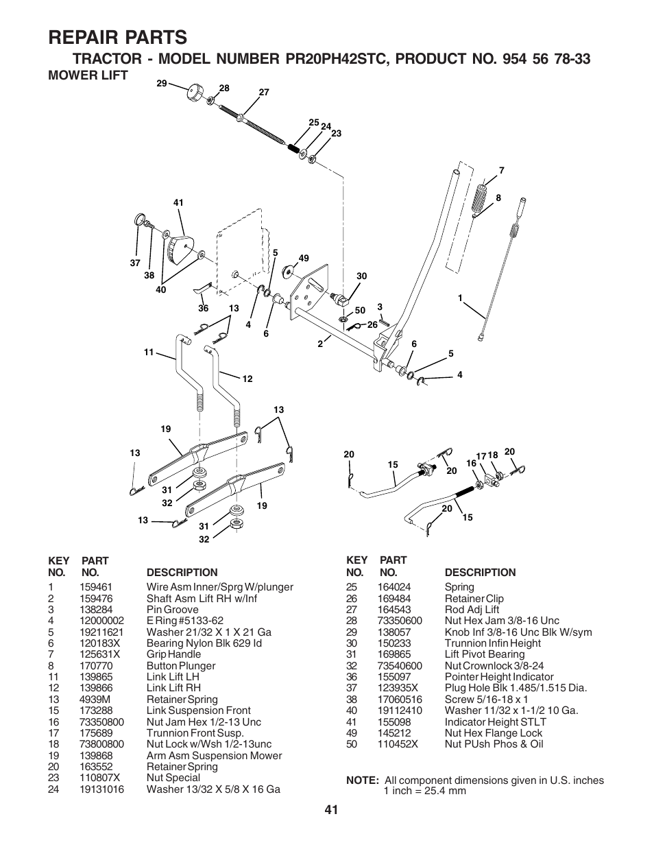 Repair parts | Poulan 183284 User Manual | Page 41 / 48