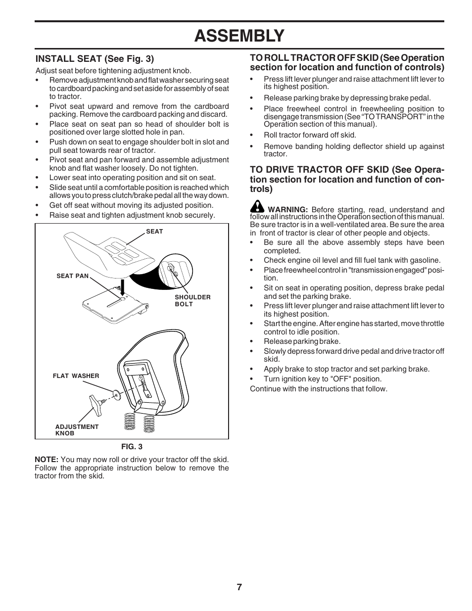 Assembly | Poulan 183284 User Manual | Page 7 / 48