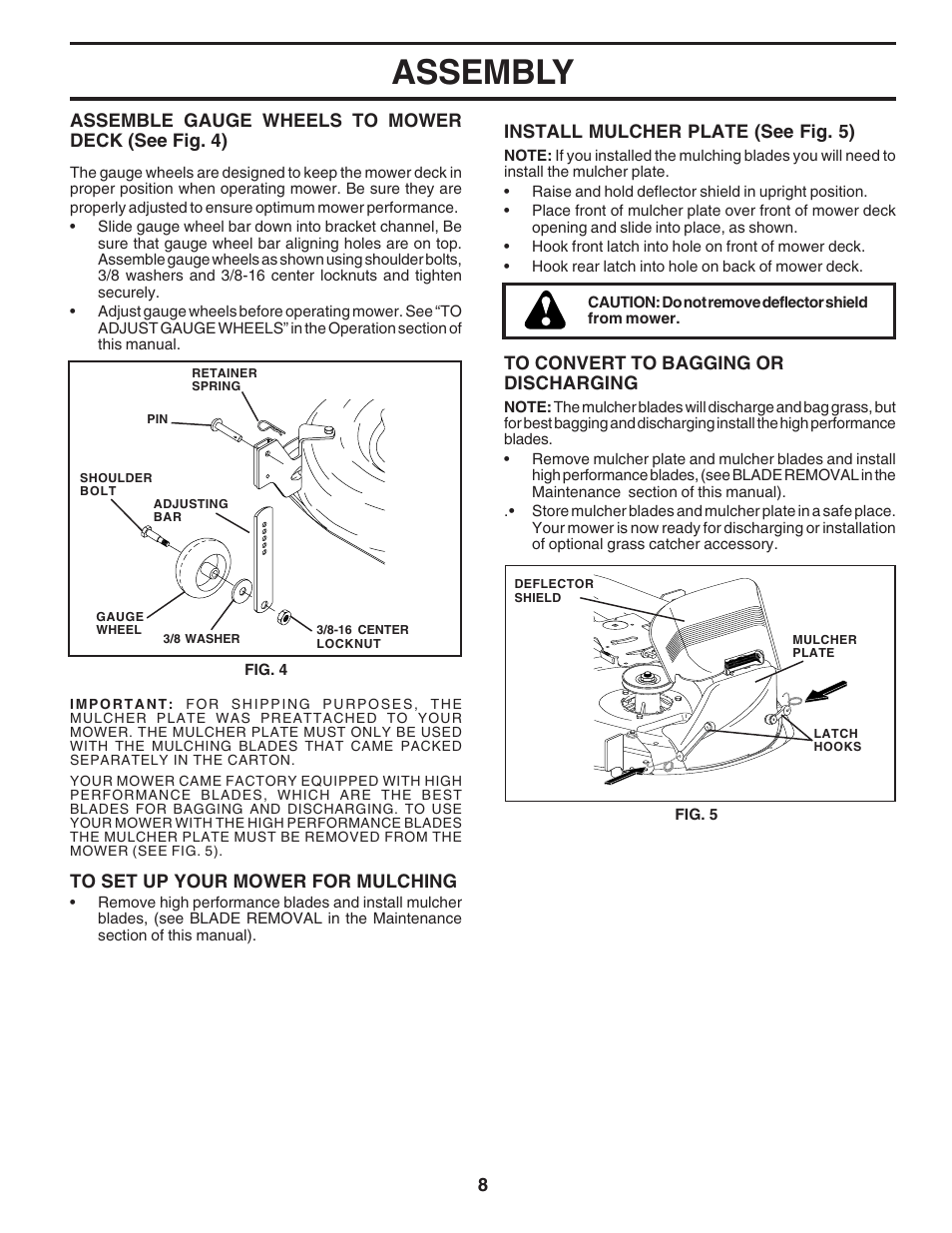 Assembly | Poulan 183284 User Manual | Page 8 / 48