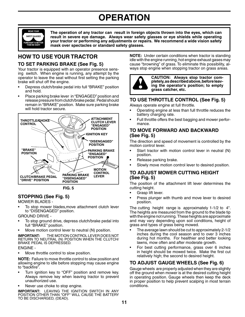 Operation, How to use your tractor | Poulan 184523 User Manual | Page 11 / 48