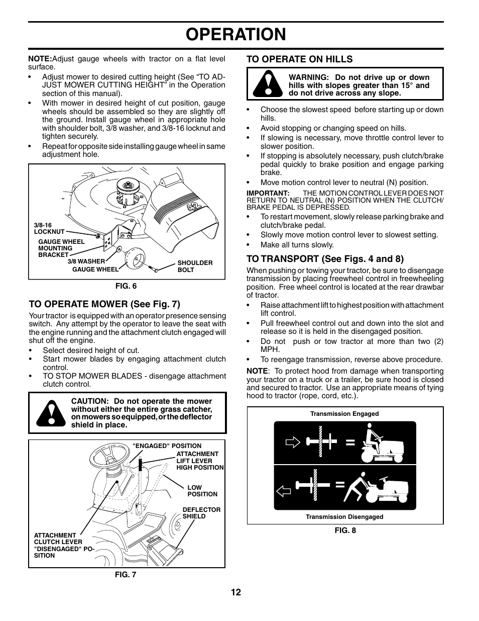 Operation | Poulan 184523 User Manual | Page 12 / 48