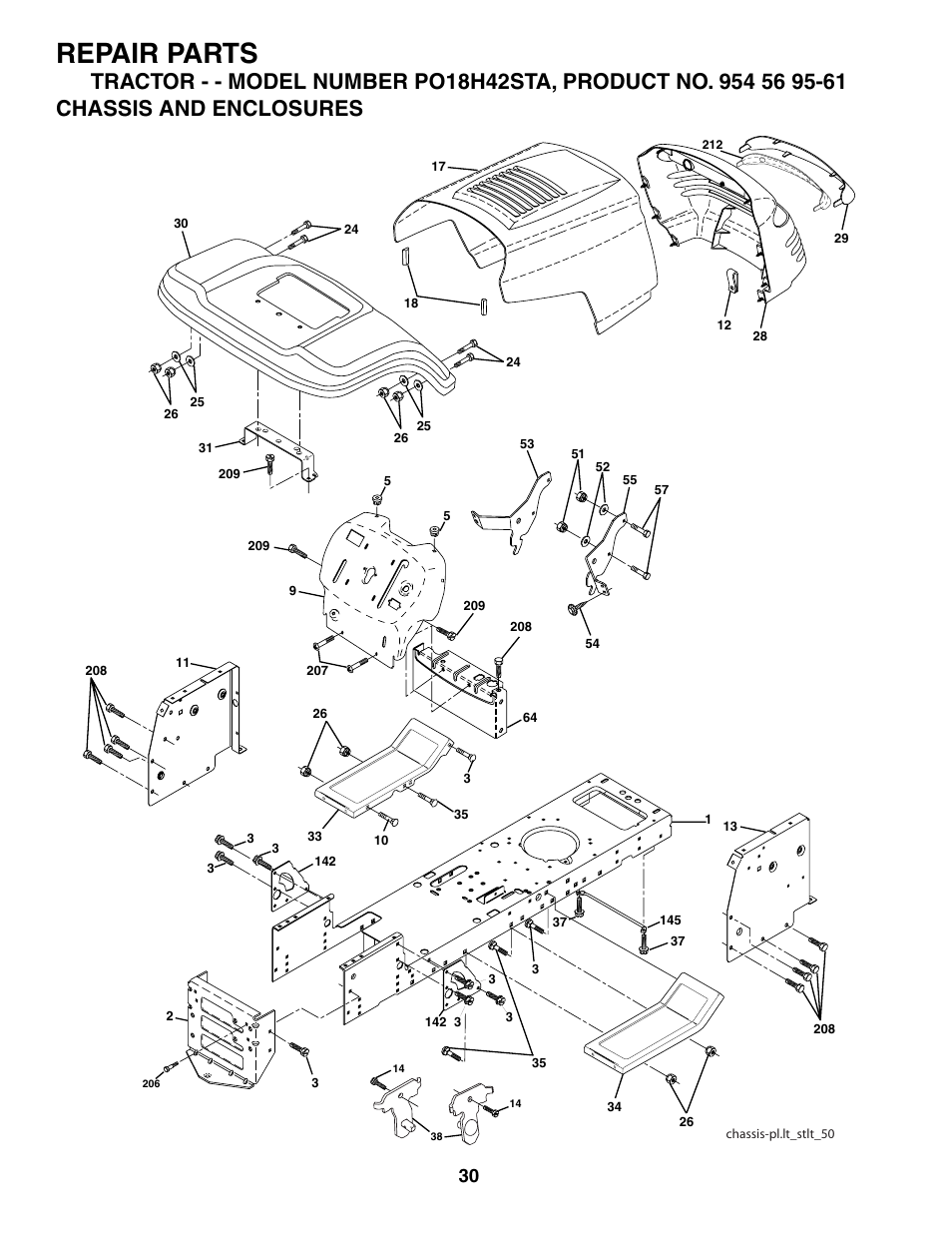 Repair parts | Poulan 184523 User Manual | Page 30 / 48