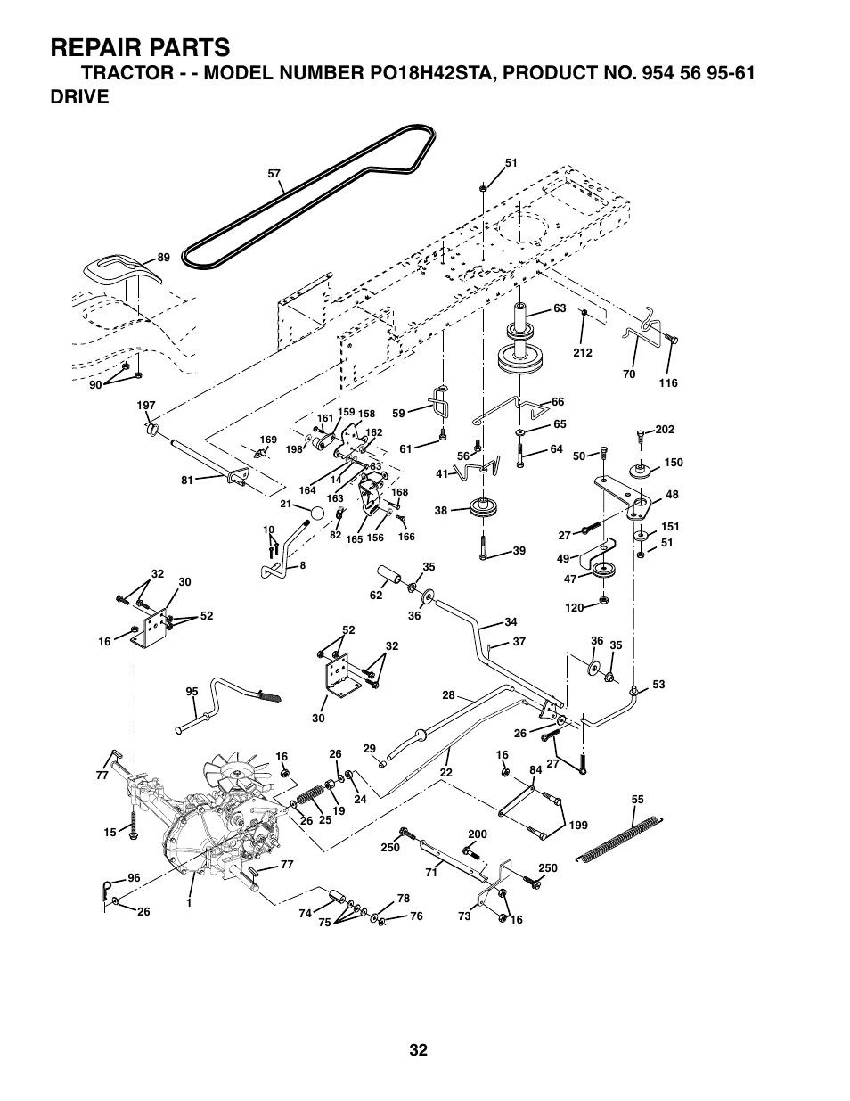 Repair parts | Poulan 184523 User Manual | Page 32 / 48