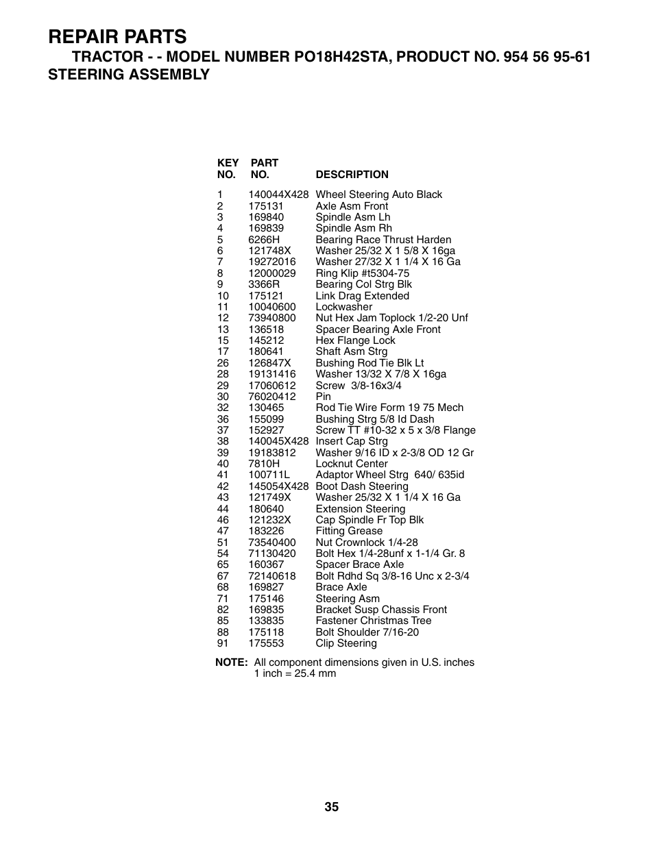 Repair parts | Poulan 184523 User Manual | Page 35 / 48