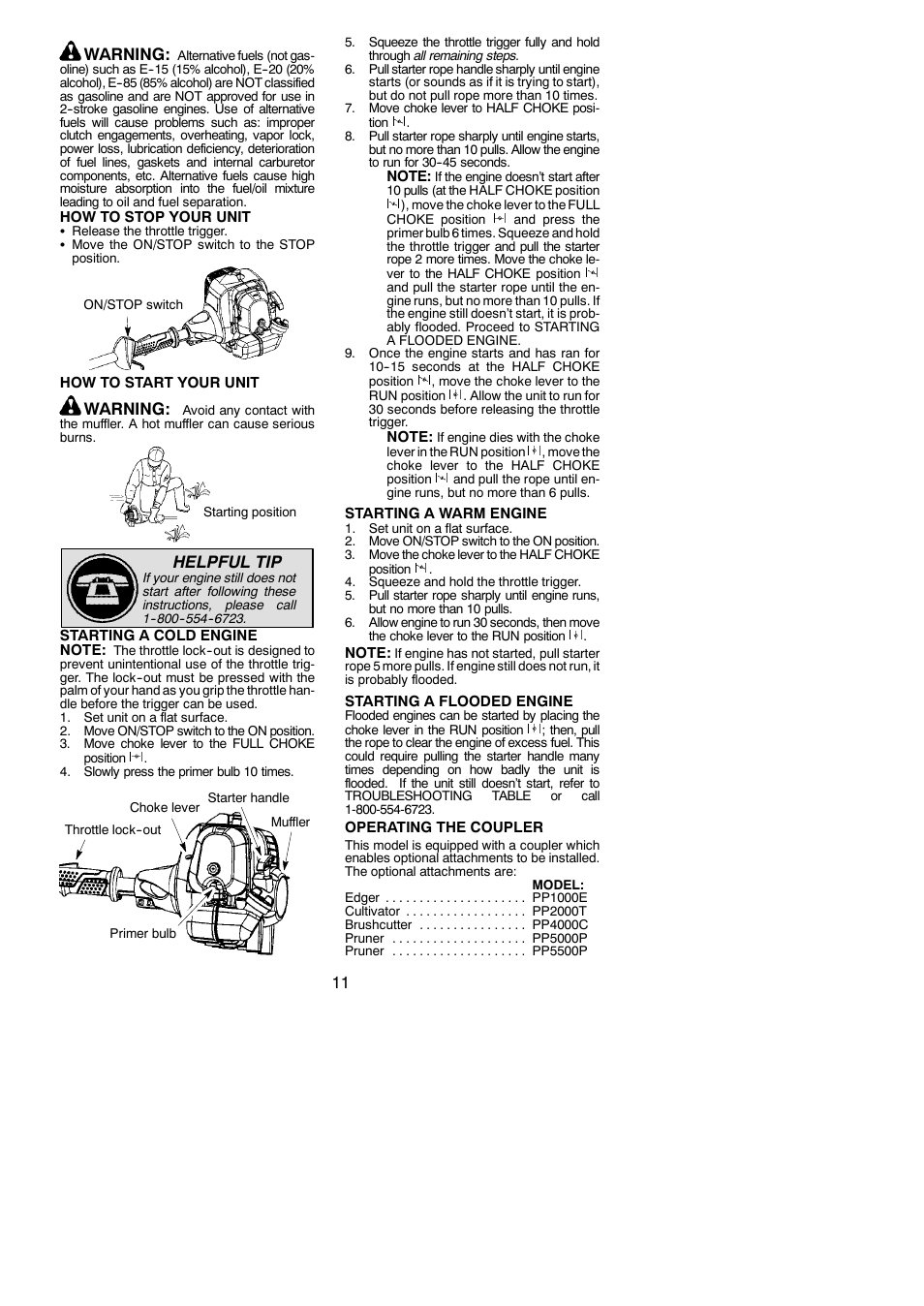 11 warning, Warning, Helpful tip | Poulan Pro SM30SB User Manual | Page 11 / 19