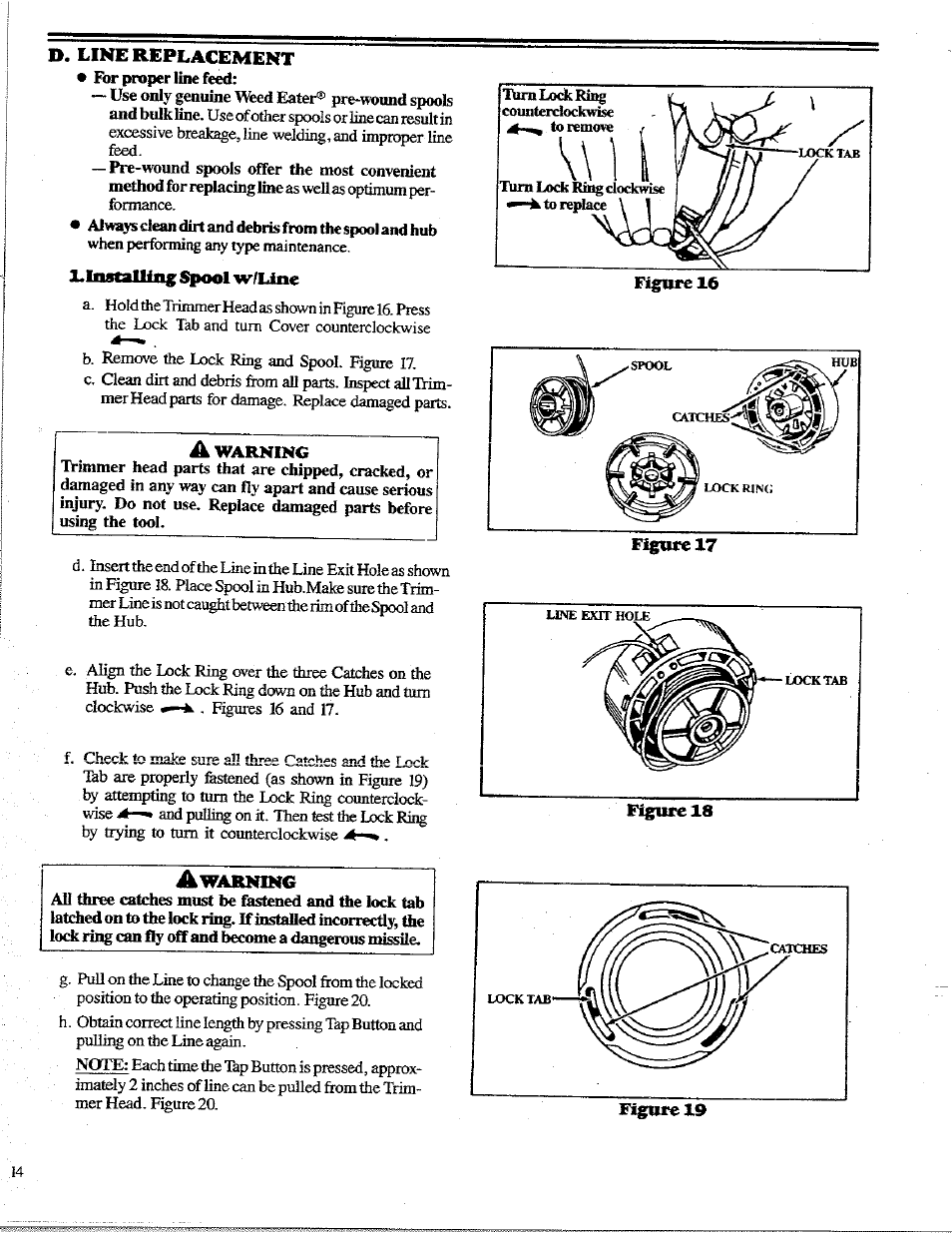 D. line replacement, Figuréis | Poulan 1400T User Manual | Page 14 / 20