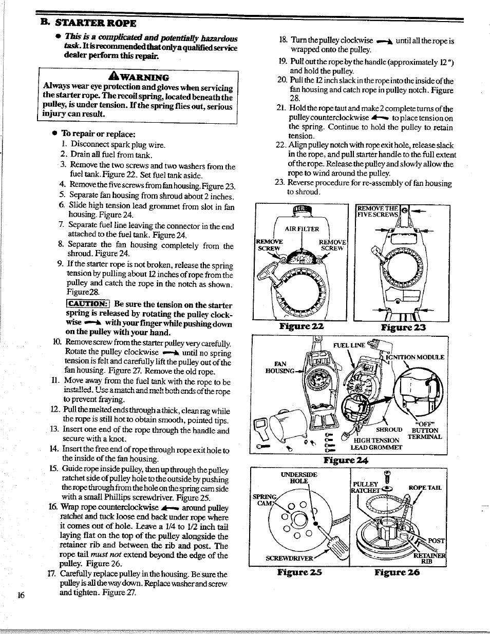 B. starter rope | Poulan 1400T User Manual | Page 16 / 20