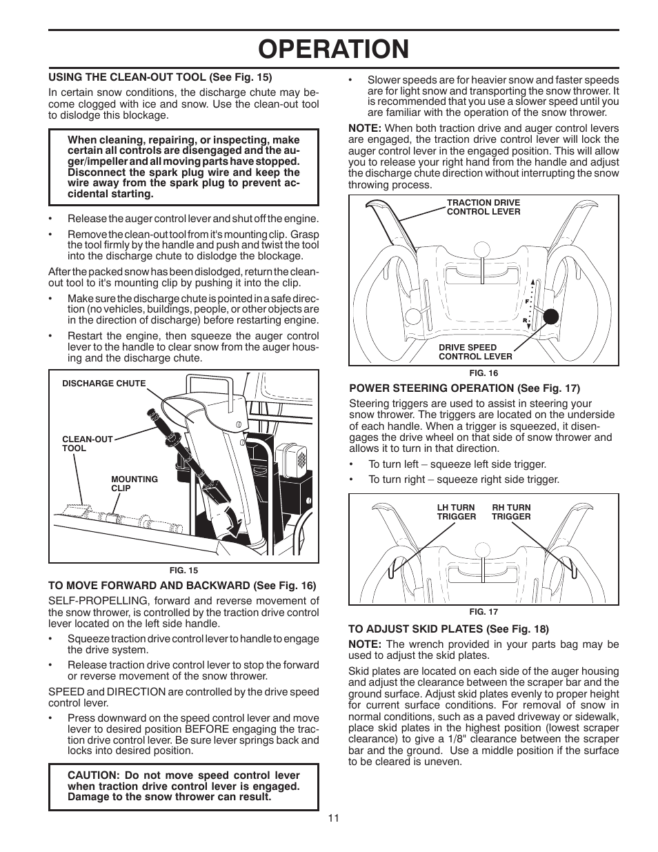 Operation | Poulan Pro PR1330ES SNOW THROWER User Manual | Page 11 / 40