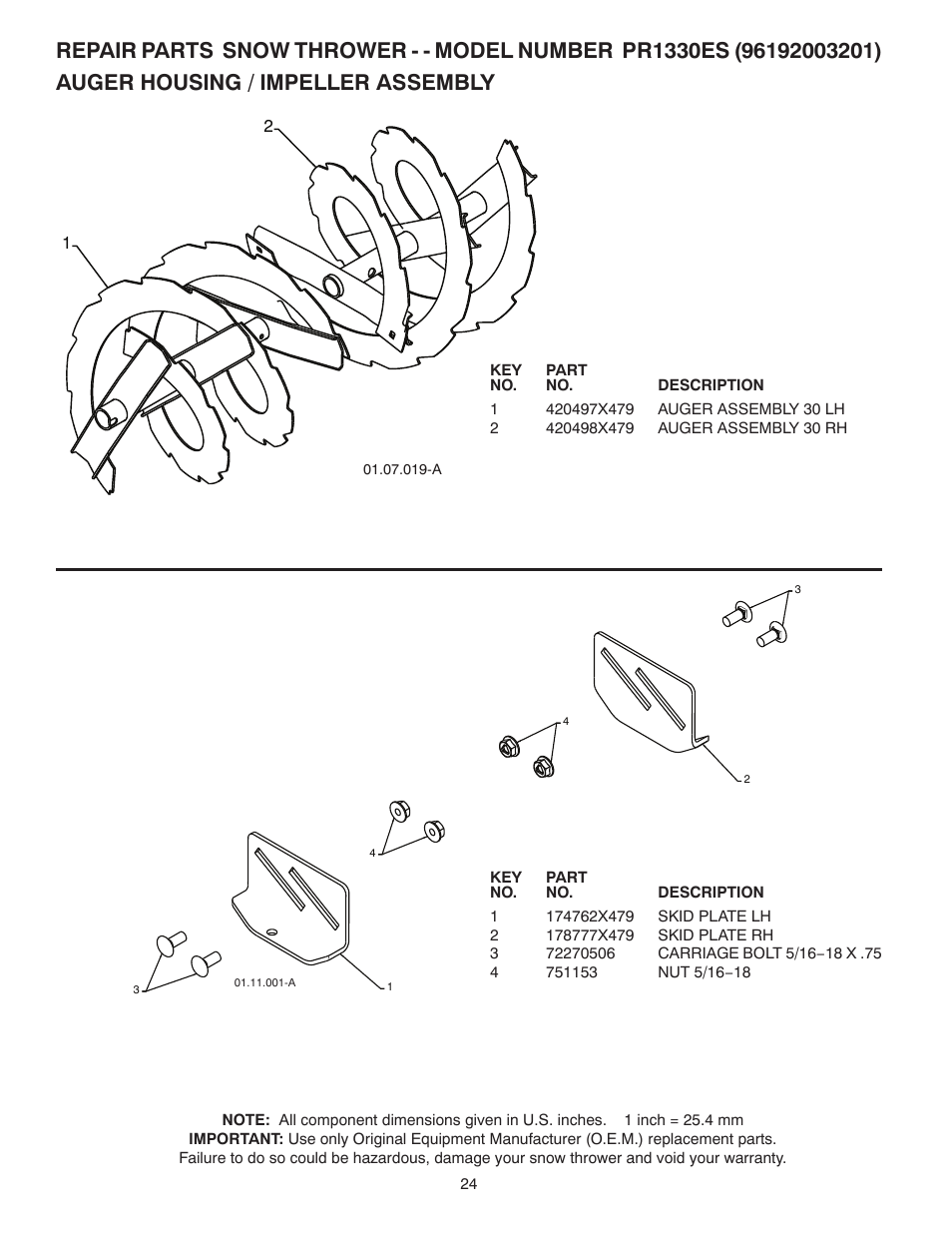Poulan Pro PR1330ES SNOW THROWER User Manual | Page 24 / 40