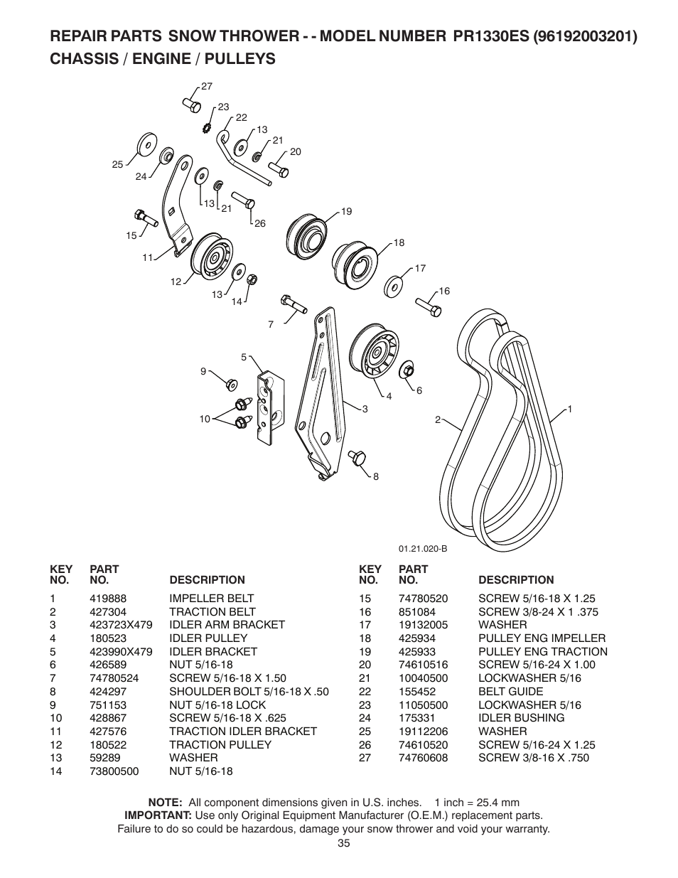 Poulan Pro PR1330ES SNOW THROWER User Manual | Page 35 / 40