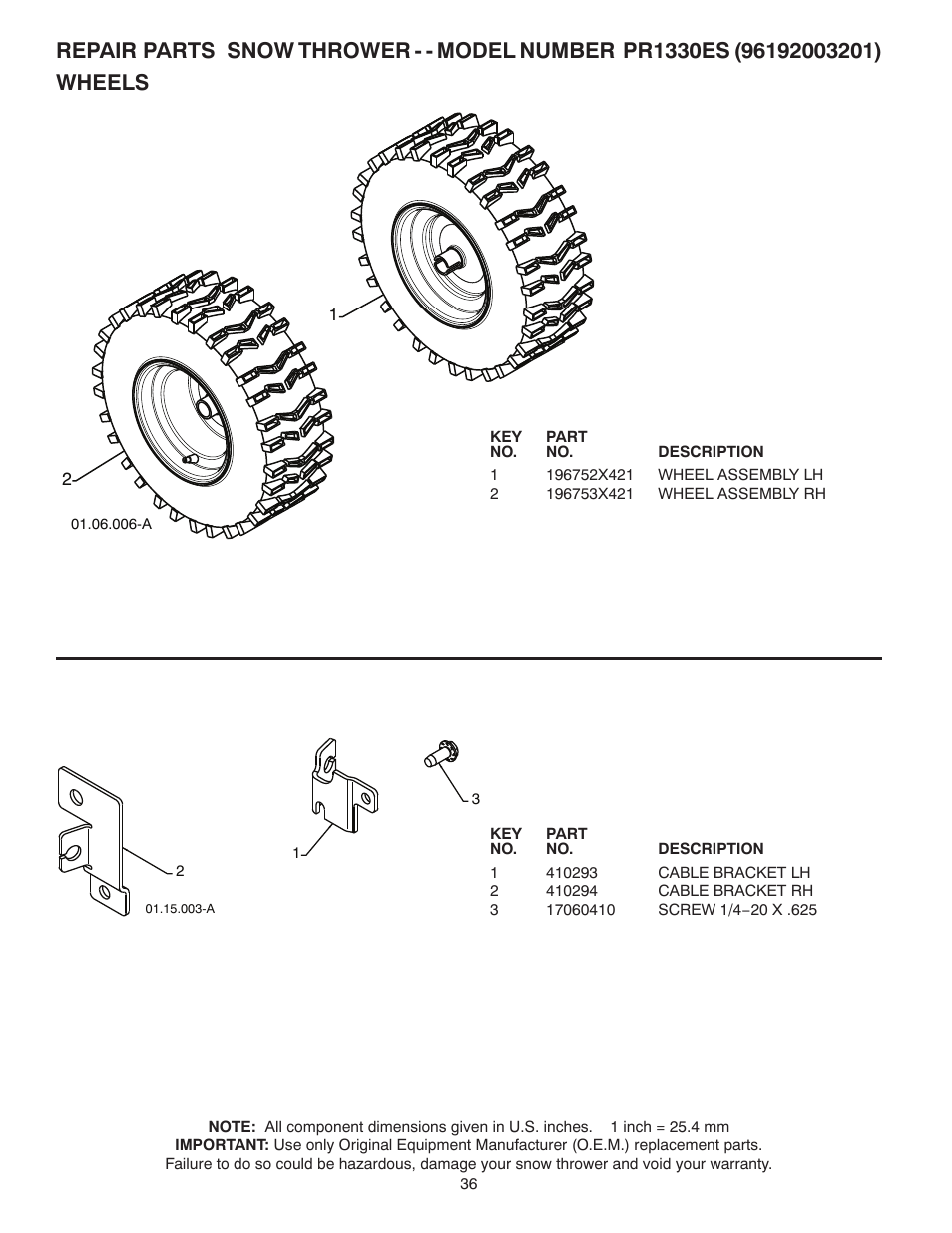 Poulan Pro PR1330ES SNOW THROWER User Manual | Page 36 / 40