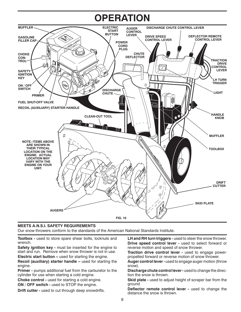 Operation | Poulan Pro PR1330ES SNOW THROWER User Manual | Page 9 / 40