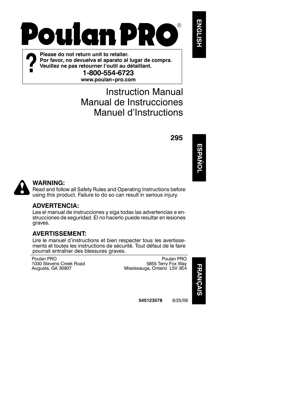 Poulan 545123578 User Manual | 18 pages