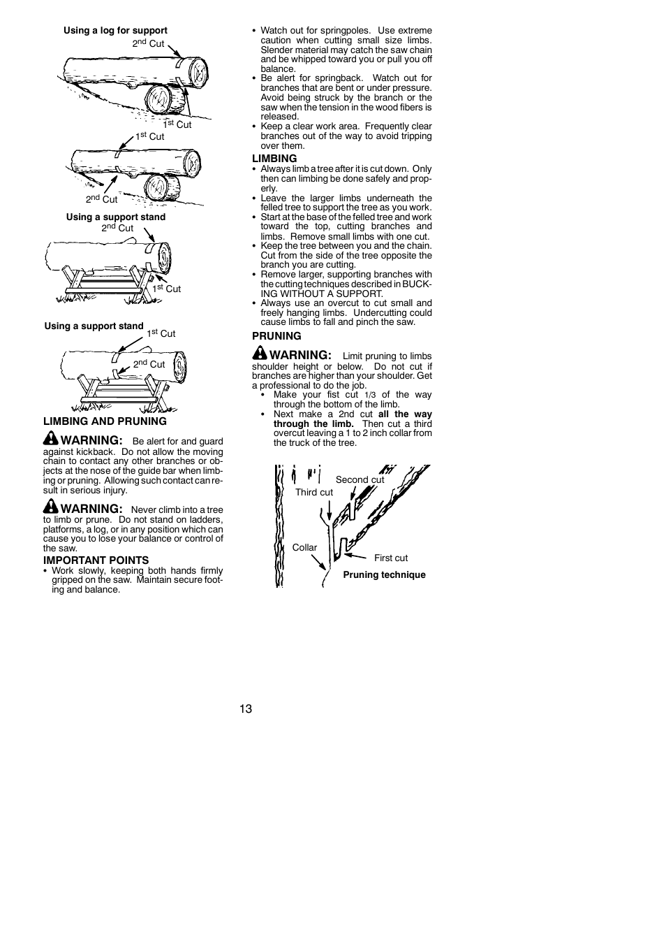 Warning | Poulan 545123578 User Manual | Page 13 / 18