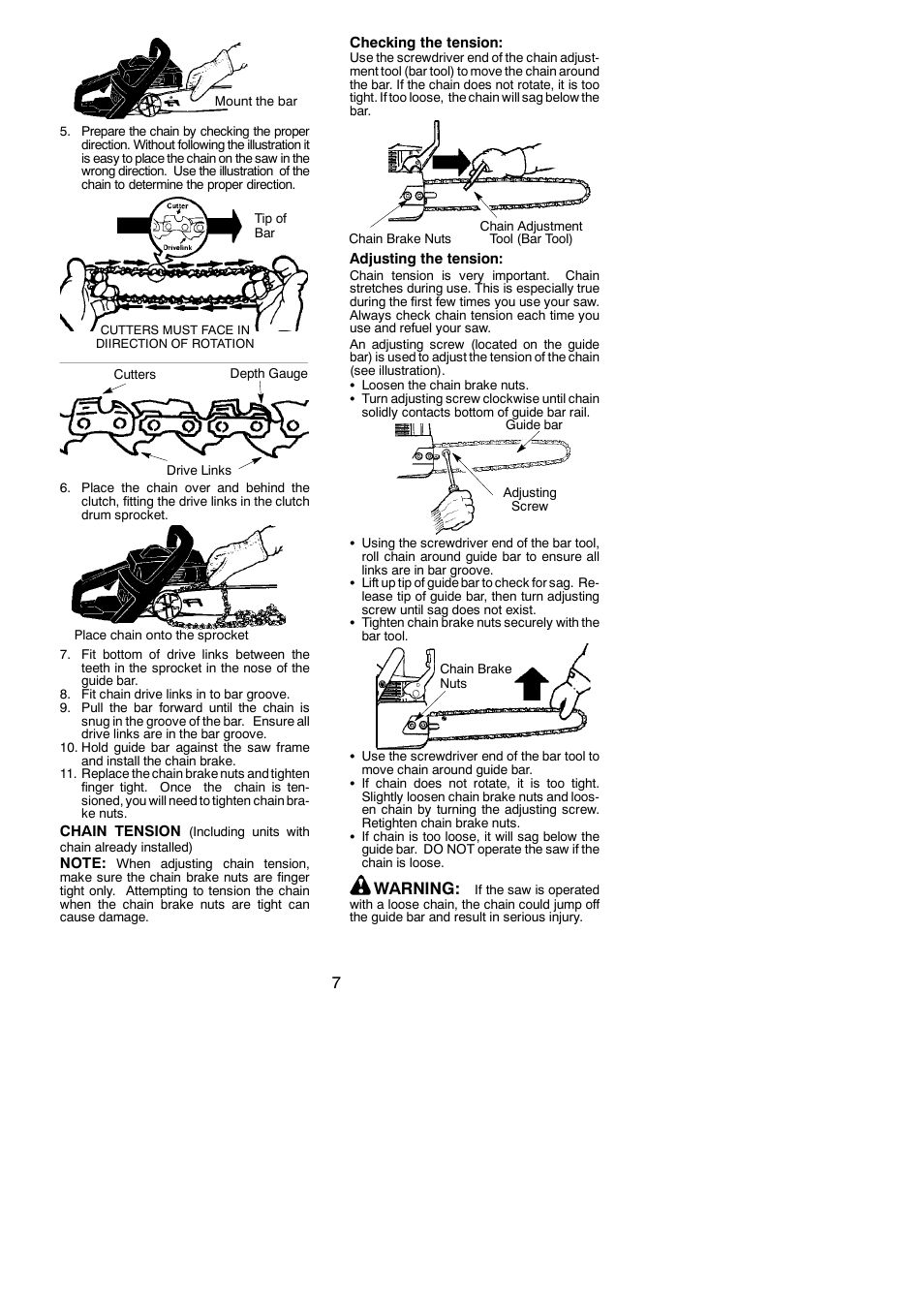 Warning | Poulan 545123578 User Manual | Page 7 / 18