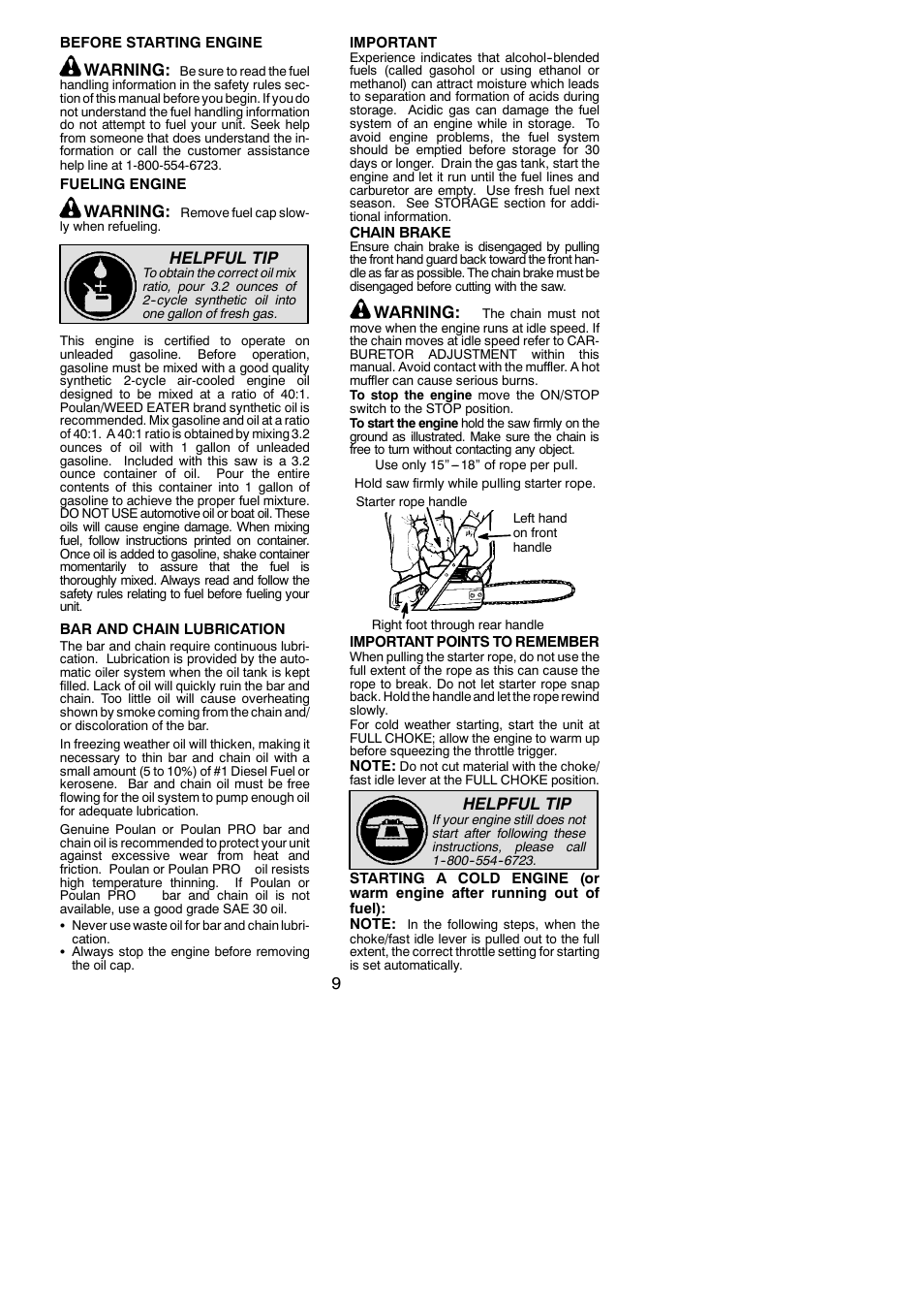 Warning, Helpful tip | Poulan 545123578 User Manual | Page 9 / 18