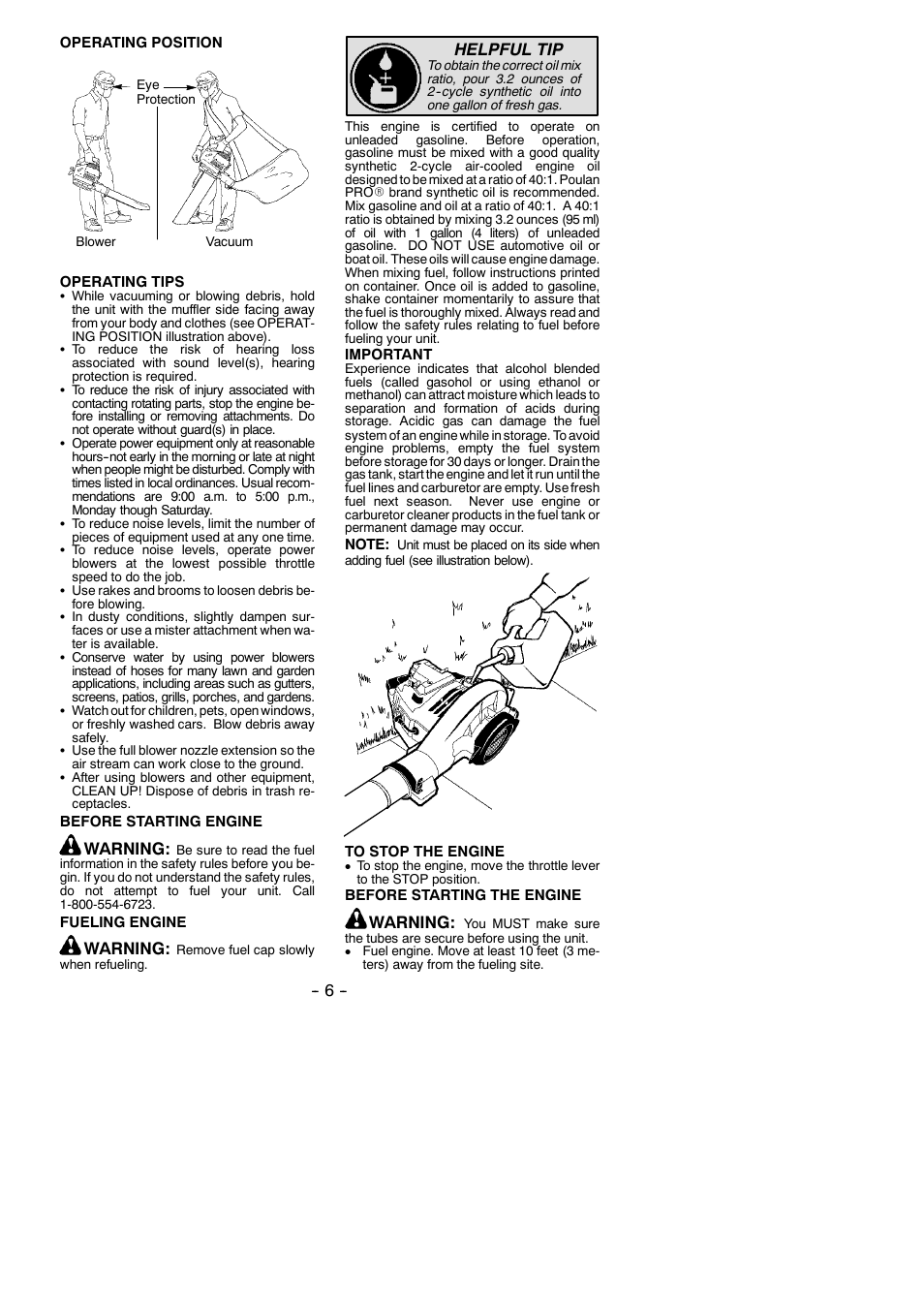 Warning, Helpful tip | Poulan 530165213 User Manual | Page 6 / 12