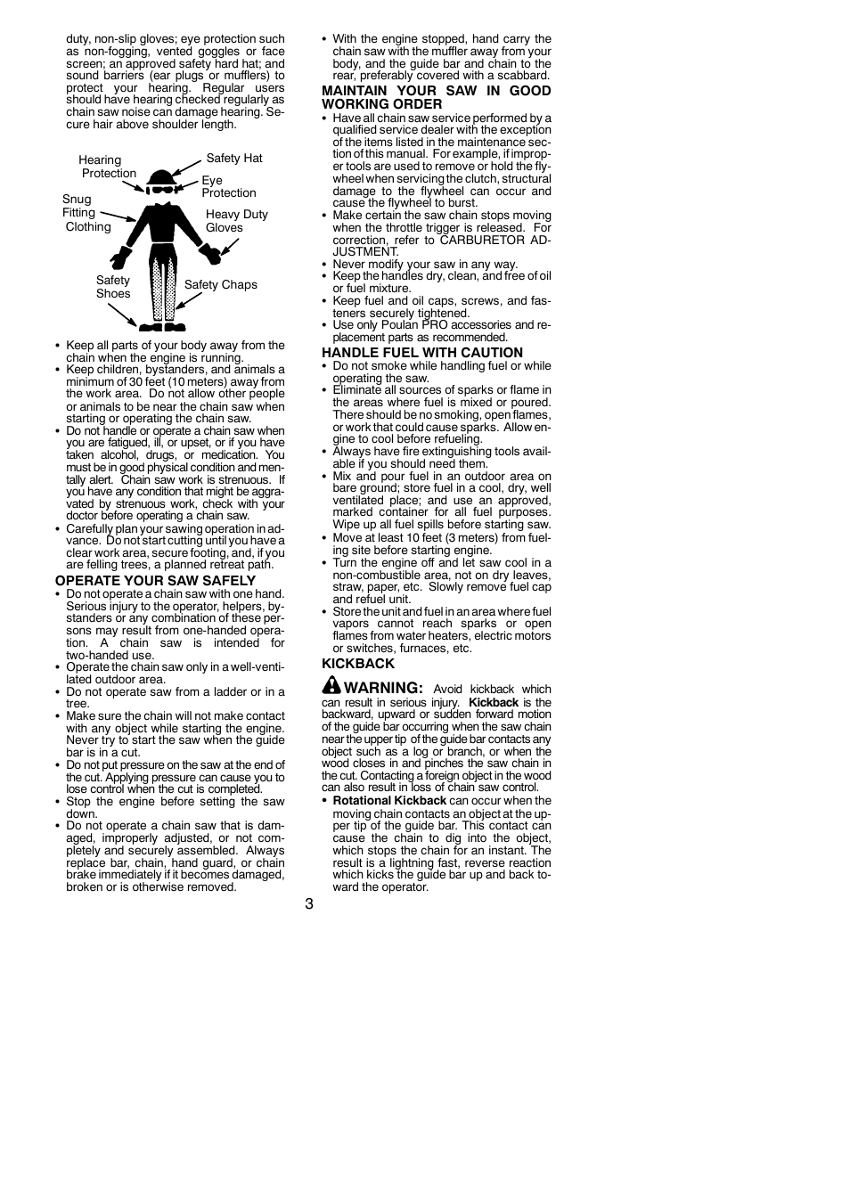 Warning | Poulan Pro PPB3416 User Manual | Page 3 / 21