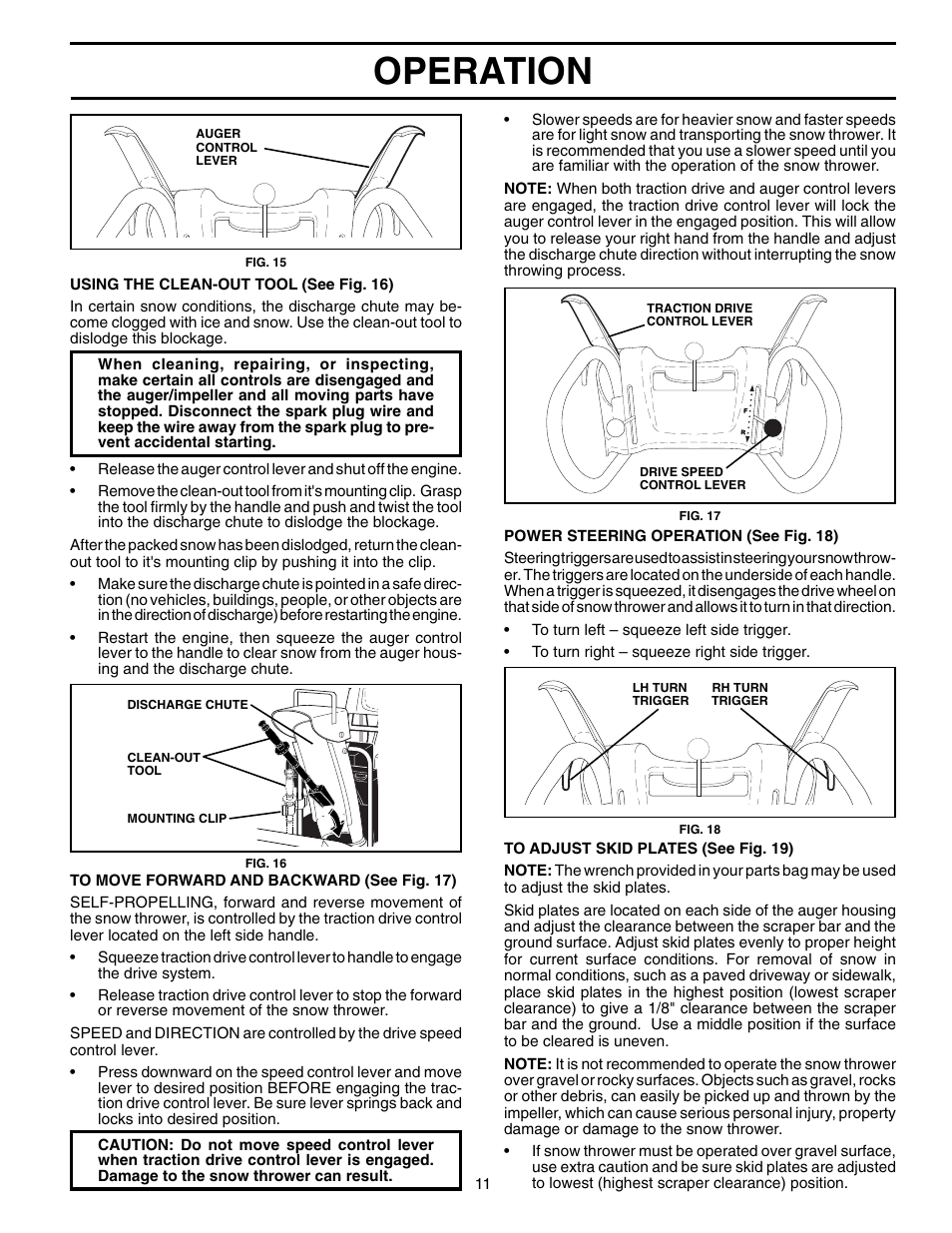 Operation | Poulan Pro PP11H30ES SNOW THROWER User Manual | Page 11 / 32