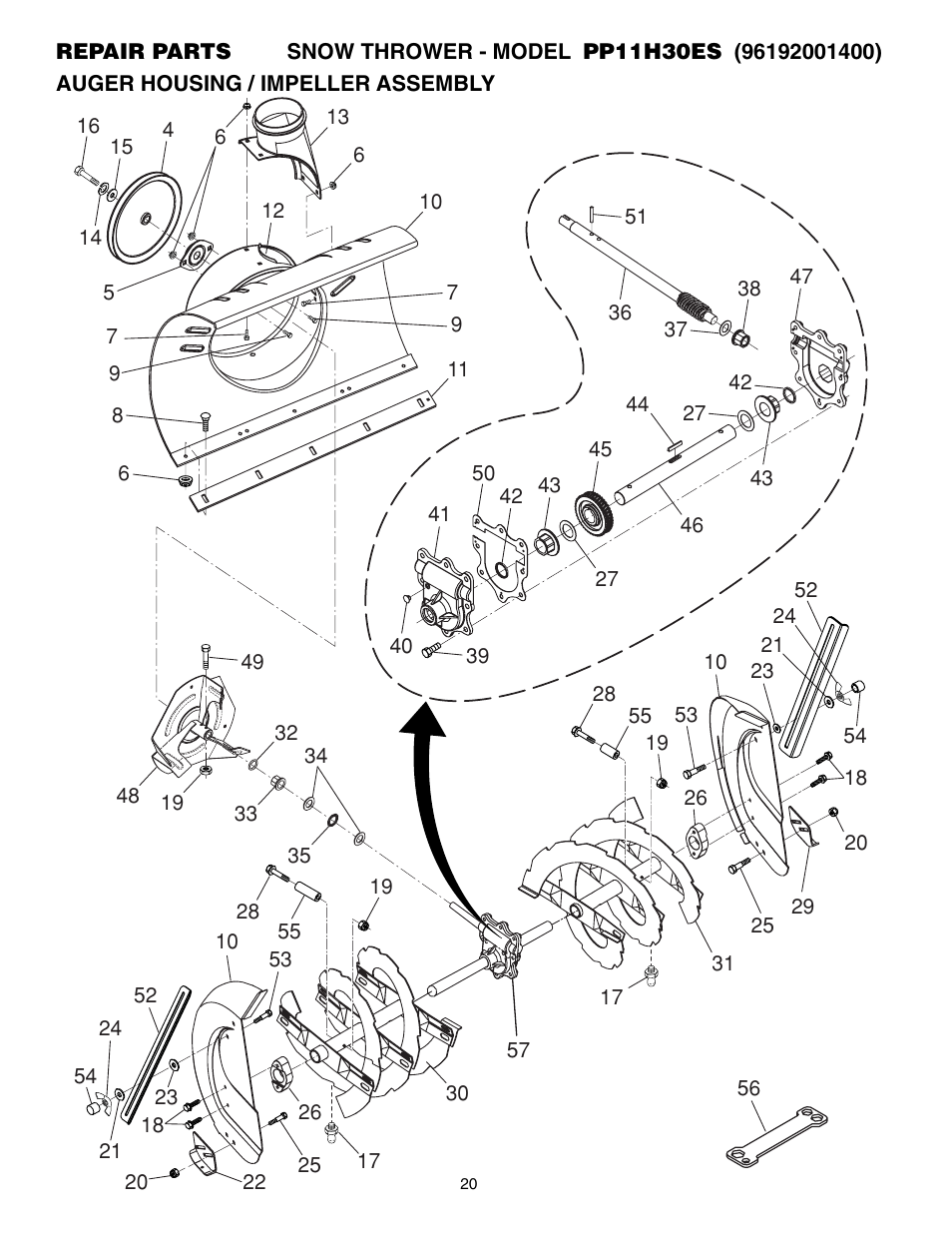 Poulan Pro PP11H30ES SNOW THROWER User Manual | Page 20 / 32
