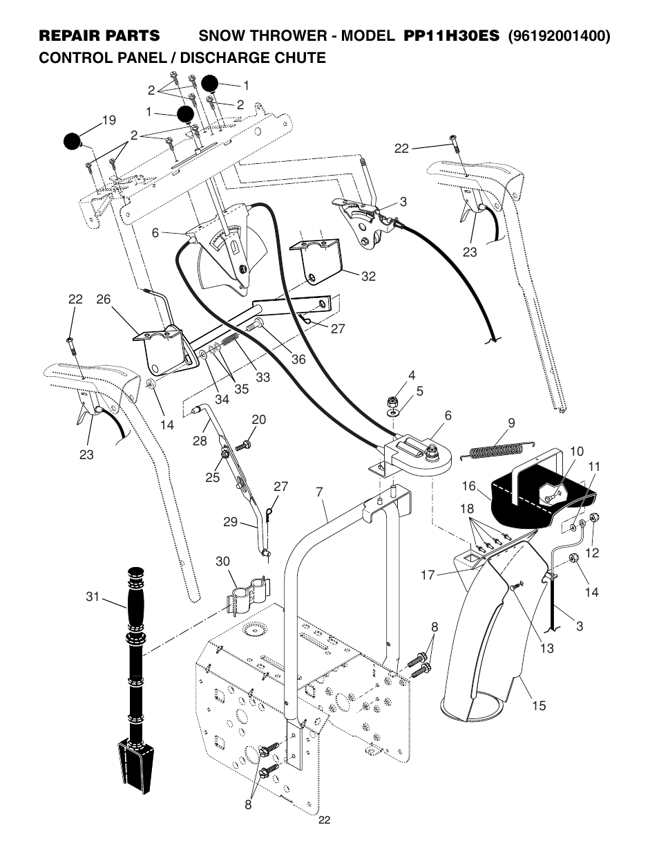 Poulan Pro PP11H30ES SNOW THROWER User Manual | Page 22 / 32