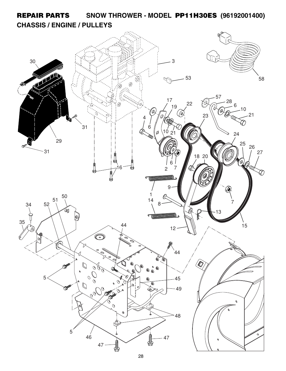 Poulan Pro PP11H30ES SNOW THROWER User Manual | Page 28 / 32