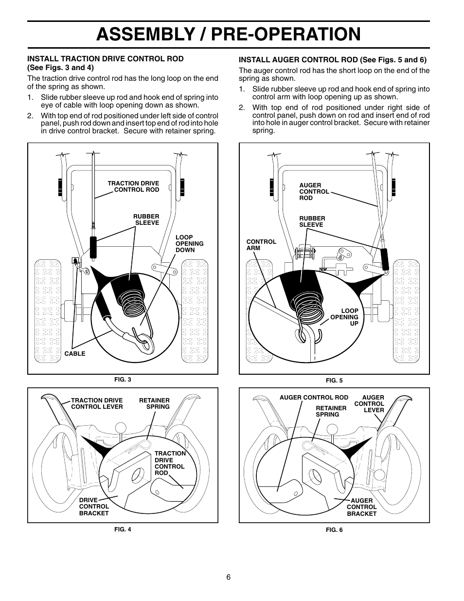 Assembly / pre-operation | Poulan Pro PP11H30ES SNOW THROWER User Manual | Page 6 / 32