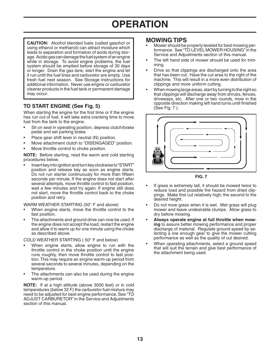 Operation, Mowing tips | Poulan 187581 User Manual | Page 13 / 44