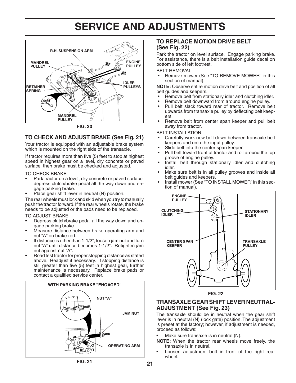 Service and adjustments | Poulan 187581 User Manual | Page 21 / 44