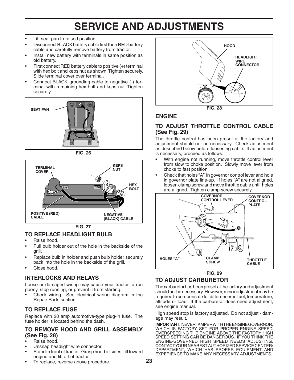 Service and adjustments | Poulan 187581 User Manual | Page 23 / 44