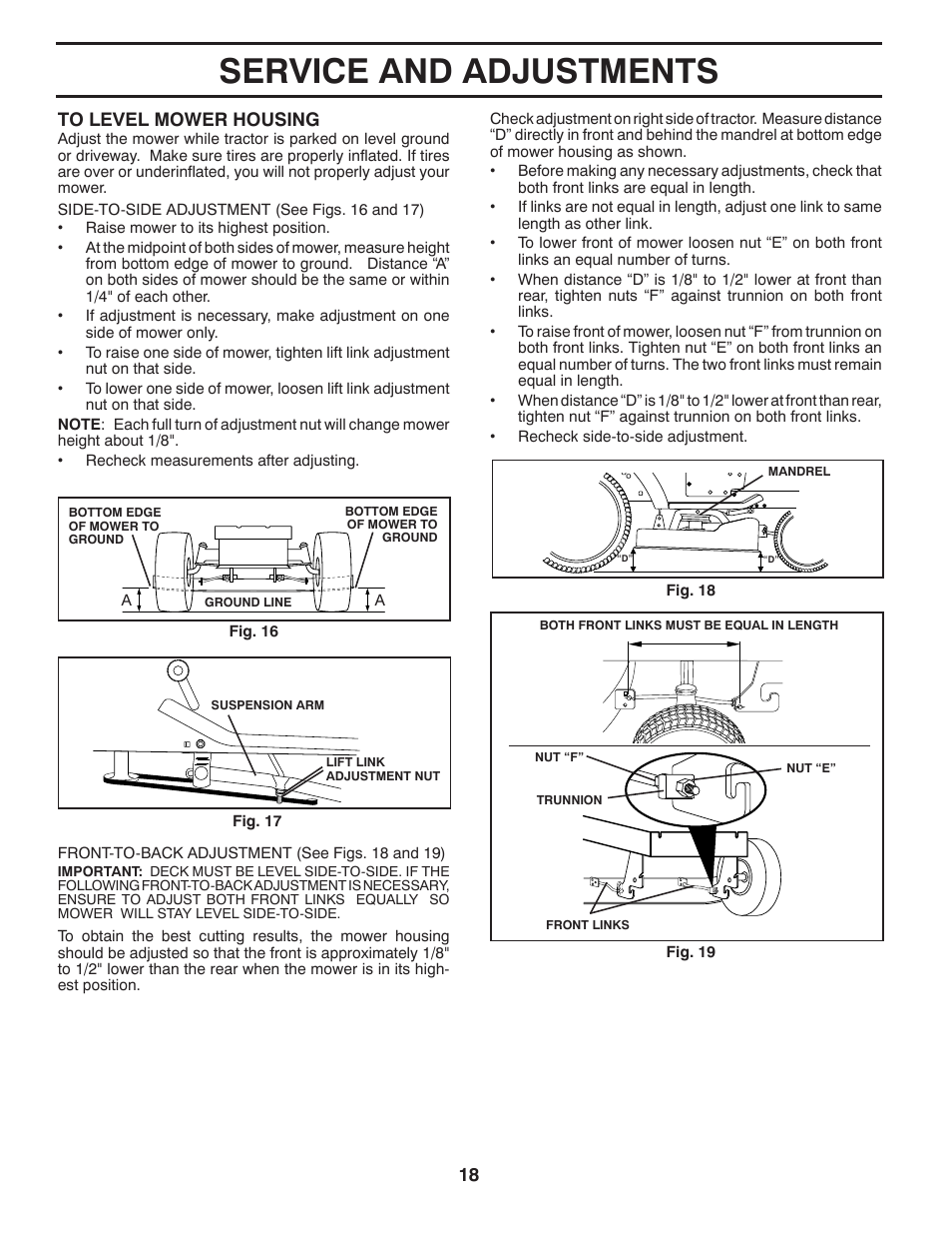 Service and adjustments | Poulan XT 96016002400 User Manual | Page 18 / 26